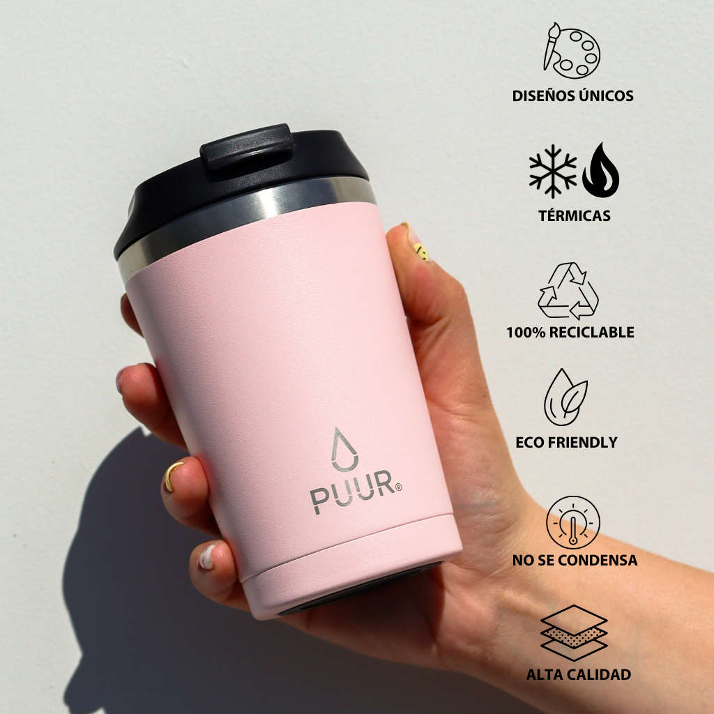 Vaso termico Puur 350ml rosa pastel en fondo blanco