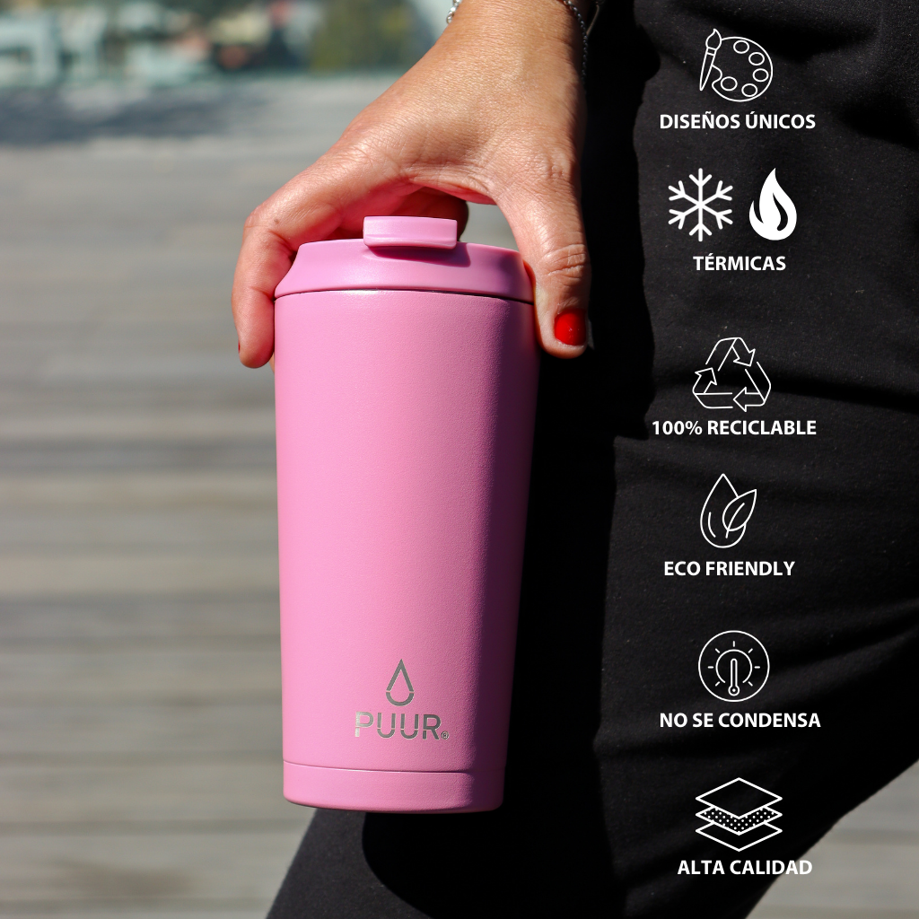 Vaso termico Puur 470ml color palo rosa en fondo blanco