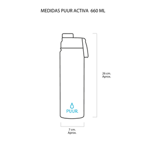 Pack Botella Térmica Puur Activa Agua Marina 660 ml + Tapa con Bombilla