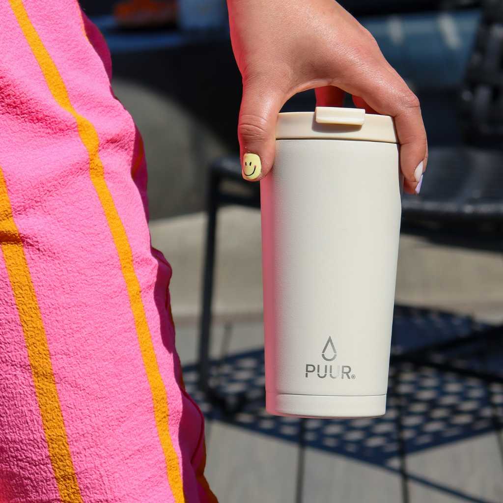 Vaso termico Puur 470ml color arena en fondo blanco