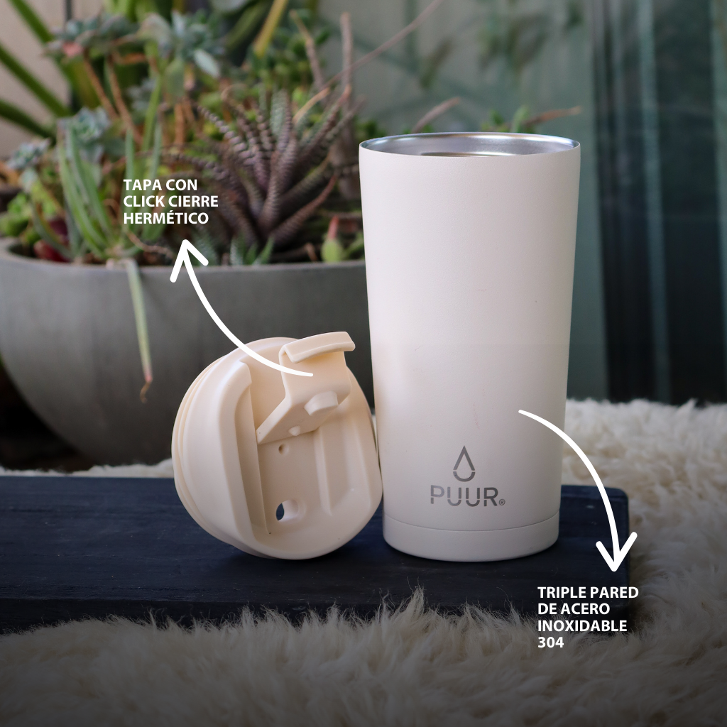 Vaso termico Puur 470ml color arena en fondo blanco