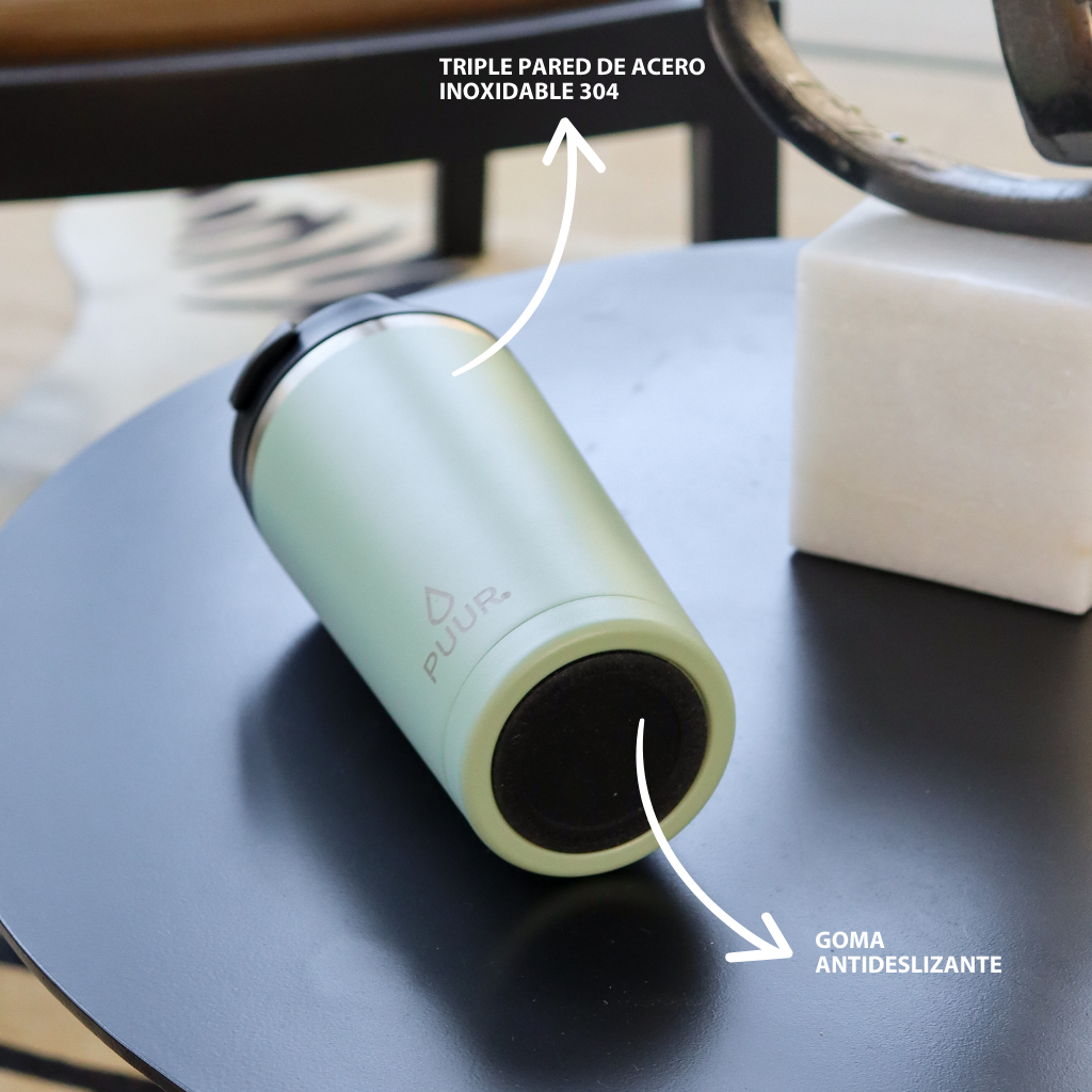 Vaso termico Puur 470ml color verde en fondo blanco