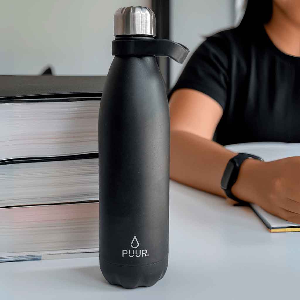 Pack Botella Térmica Puur de 750 ml y Gancho negro