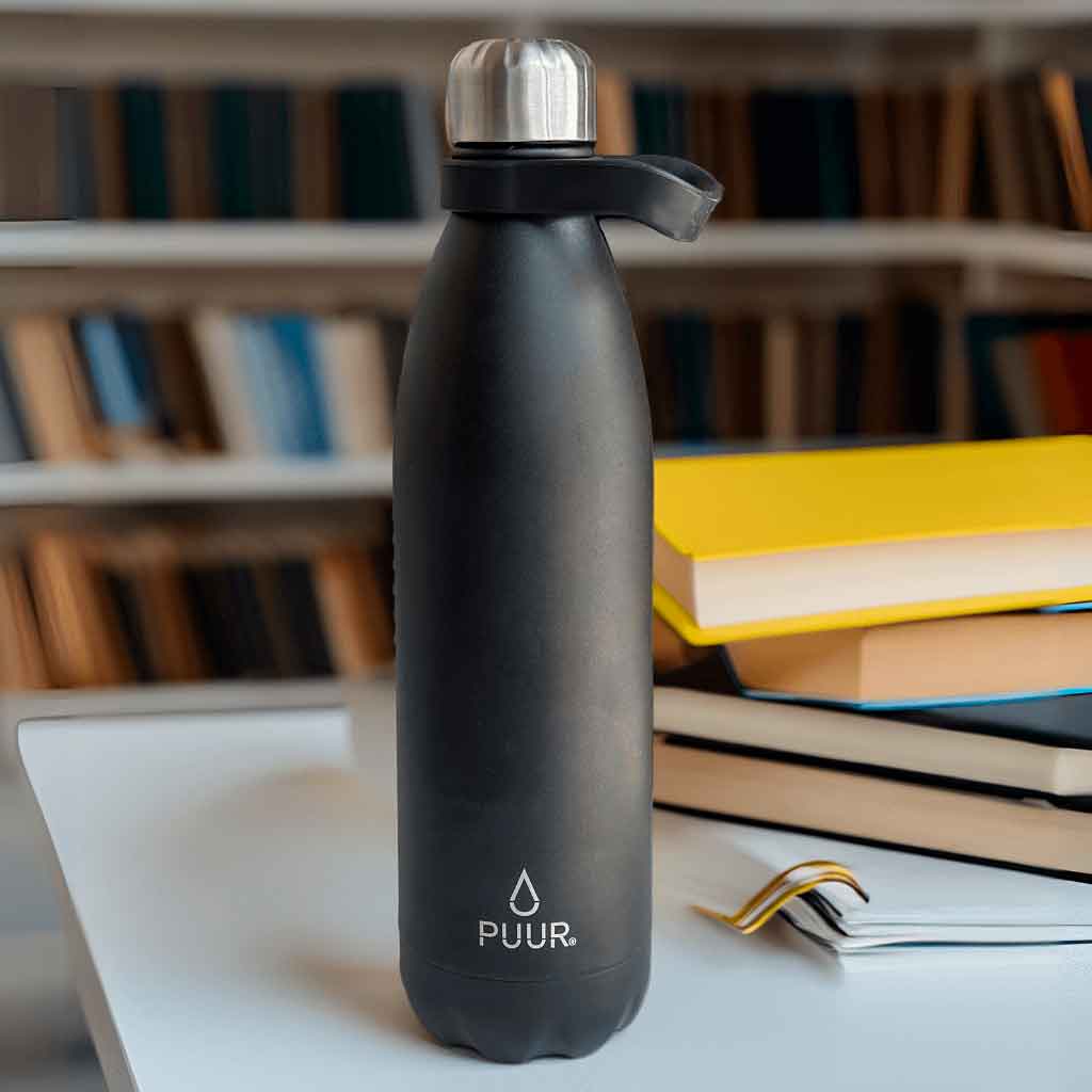 Pack Botella Térmica Puur de 750 ml y Gancho negro