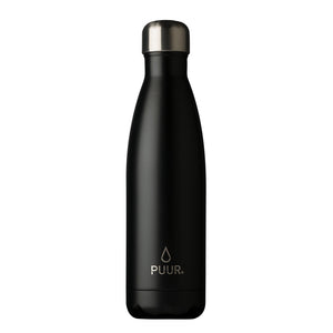 BOTELLA DE ACERO INOXIDABLE 500ML NEGRA ONYX MARCA PUUR