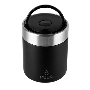 termo de comida marca Puur 500ml de capacidad acero inoxidable tapa con asa para facil trasnporte