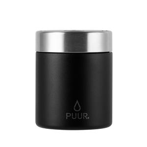 termo comida marca Puur de color negro capacidad 500ml de acero inoxidable