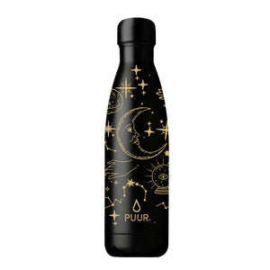 BOTELLA TÉRMICA 500 ML NEGRA CON DISEÑOS MÁGICOS LUNA SOL MANOS